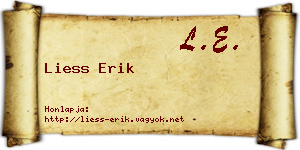 Liess Erik névjegykártya